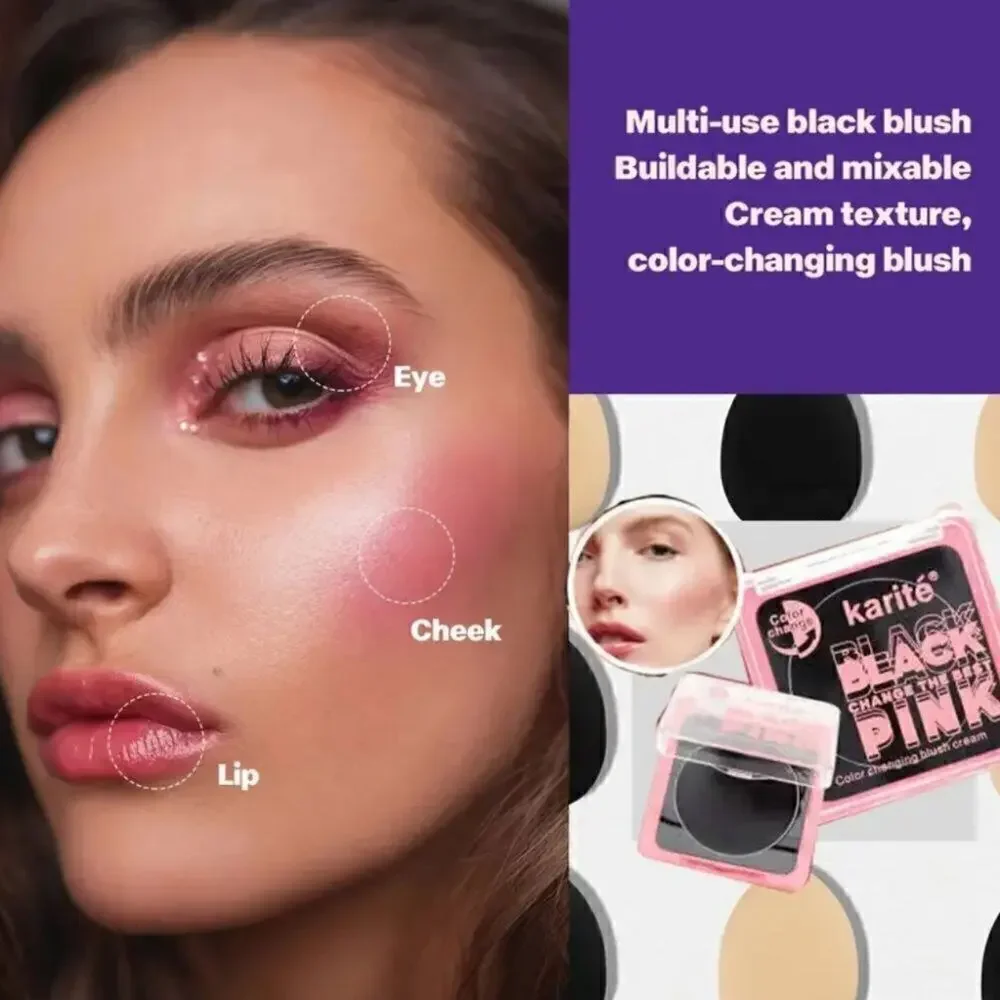 Color Changing Black Cream Blush Lip Shadow Multiuse